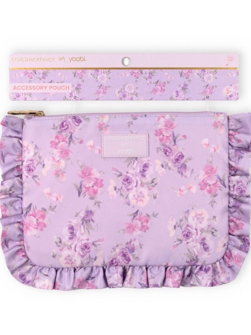 Love shack fancy target Yoobi Purple Floral Ruffle Accessory Pouch